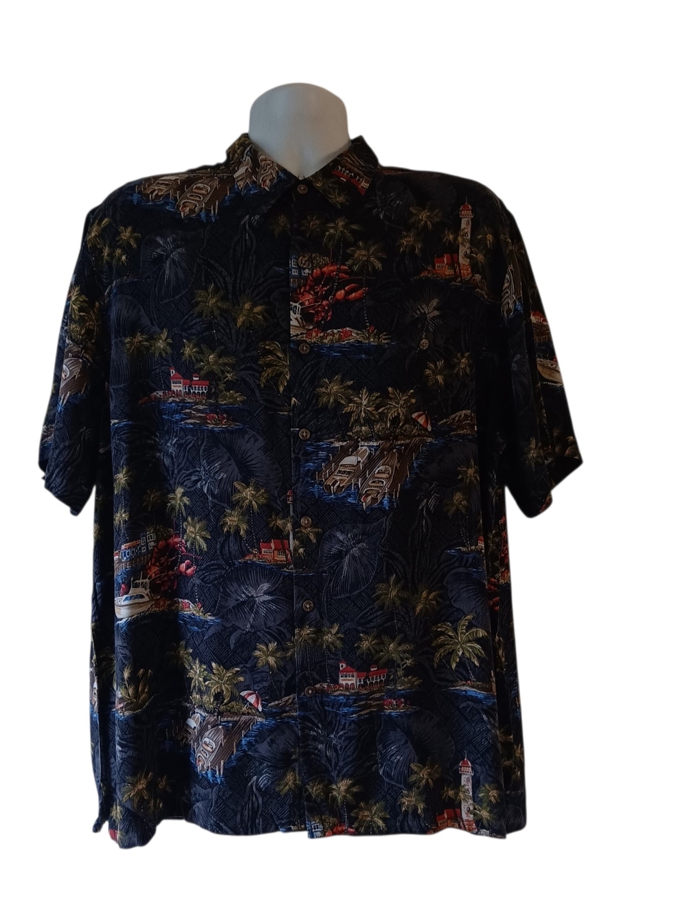 Batik Bay men's multicolored hawaiian beach short-sleeve button up shirt size XL